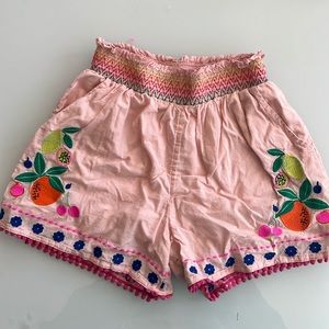 Boden embroidered fruit shorts